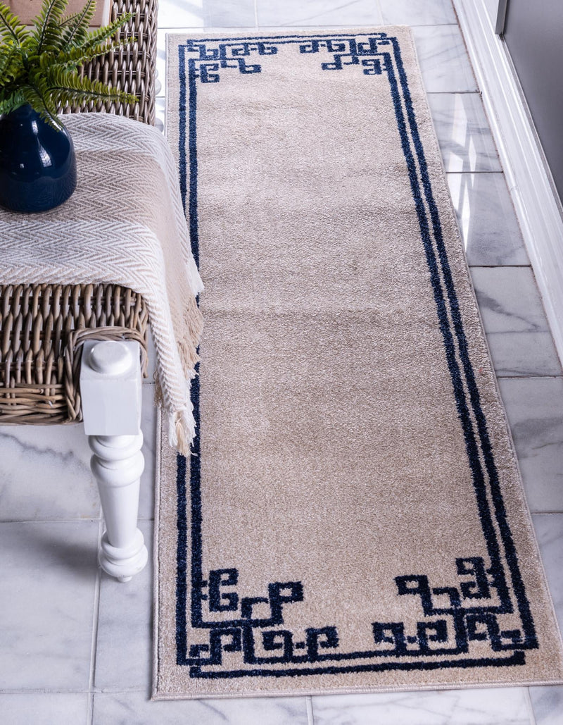 Aegean Labyrinth Collection Area Rug - Rhodes Runner Beige and Blue lifestyle 47