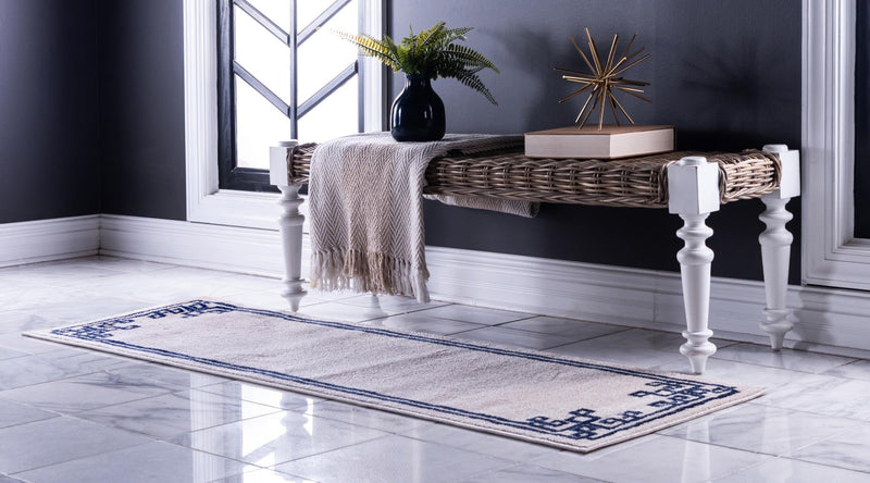 Aegean Labyrinth Collection Area Rug - Rhodes Runner Beige and Blue lifestyle 51