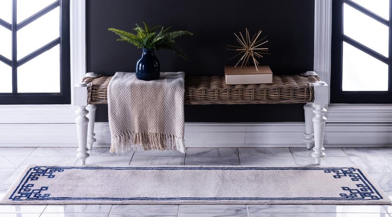 Aegean Labyrinth Collection Area Rug - Rhodes Runner Beige and Blue lifestyle 53