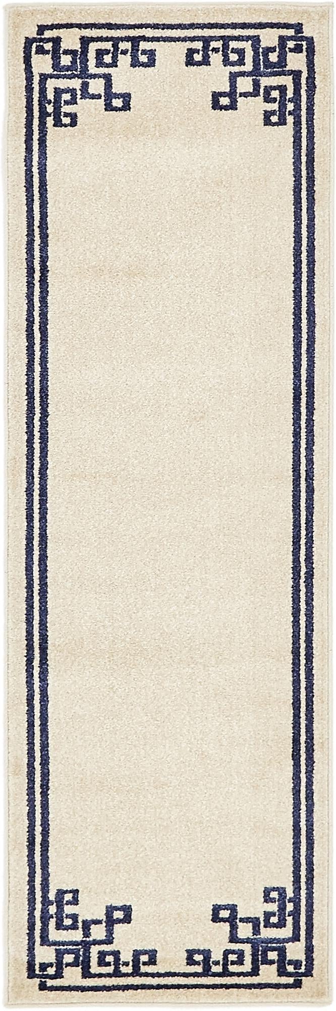 Aegean Labyrinth Collection Area Rug - Rhodes Runner Beige and Blue lifestyle 43