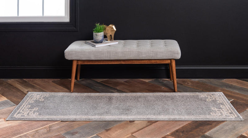 Aegean Labyrinth Collection Area Rug - Rhodes Runner Gray lifestyle 83