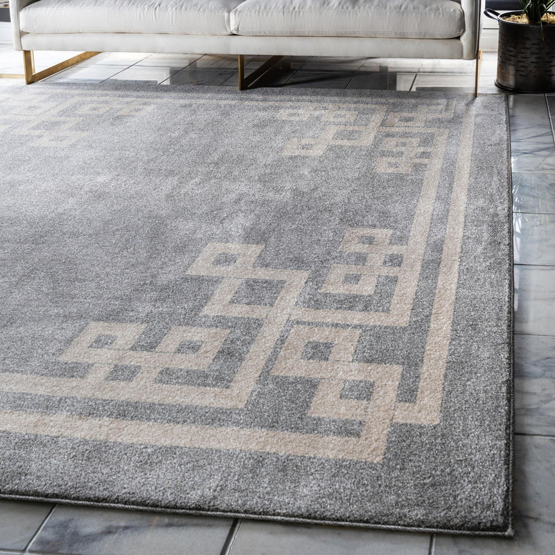 Aegean Labyrinth Collection Area Rug - Rhodes Square Gray lifestyle 70