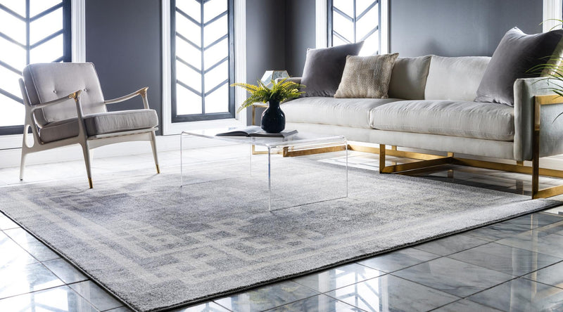 Aegean Labyrinth Collection Area Rug - Rhodes Square Gray lifestyle 80