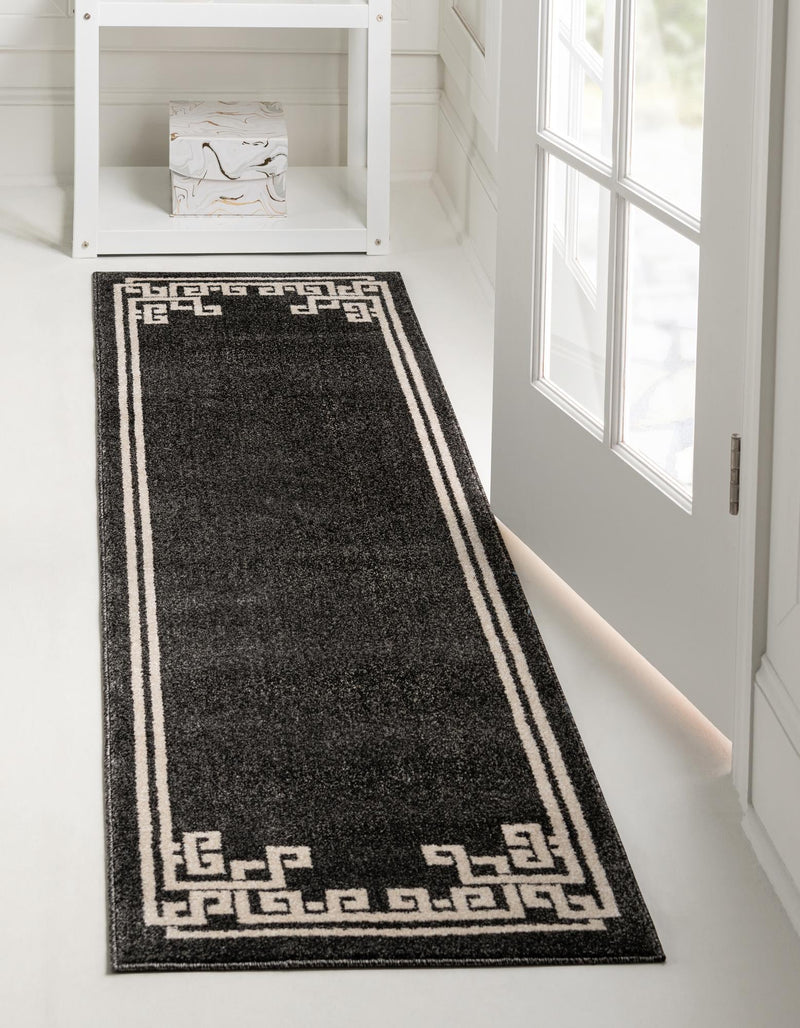 Aegean Labyrinth Collection Area Rug - Rhodes Runner Black lifestyle 67