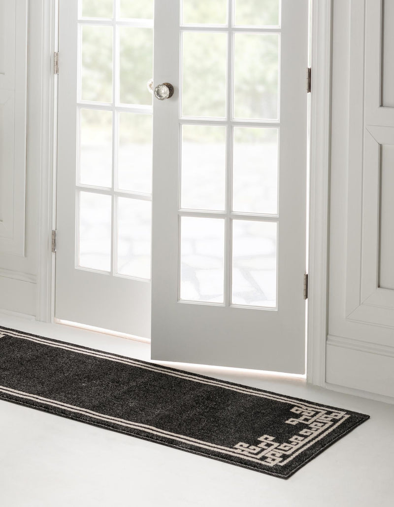 Aegean Labyrinth Collection Area Rug - Rhodes Runner Black lifestyle 77