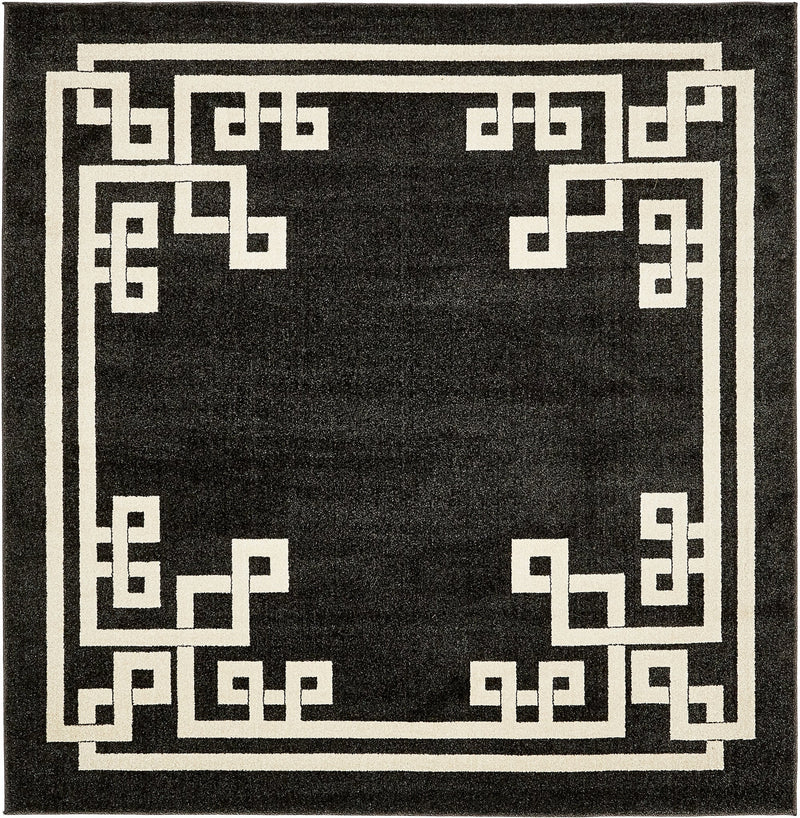 Aegean Labyrinth Collection Area Rug - Rhodes Square Black lifestyle 42