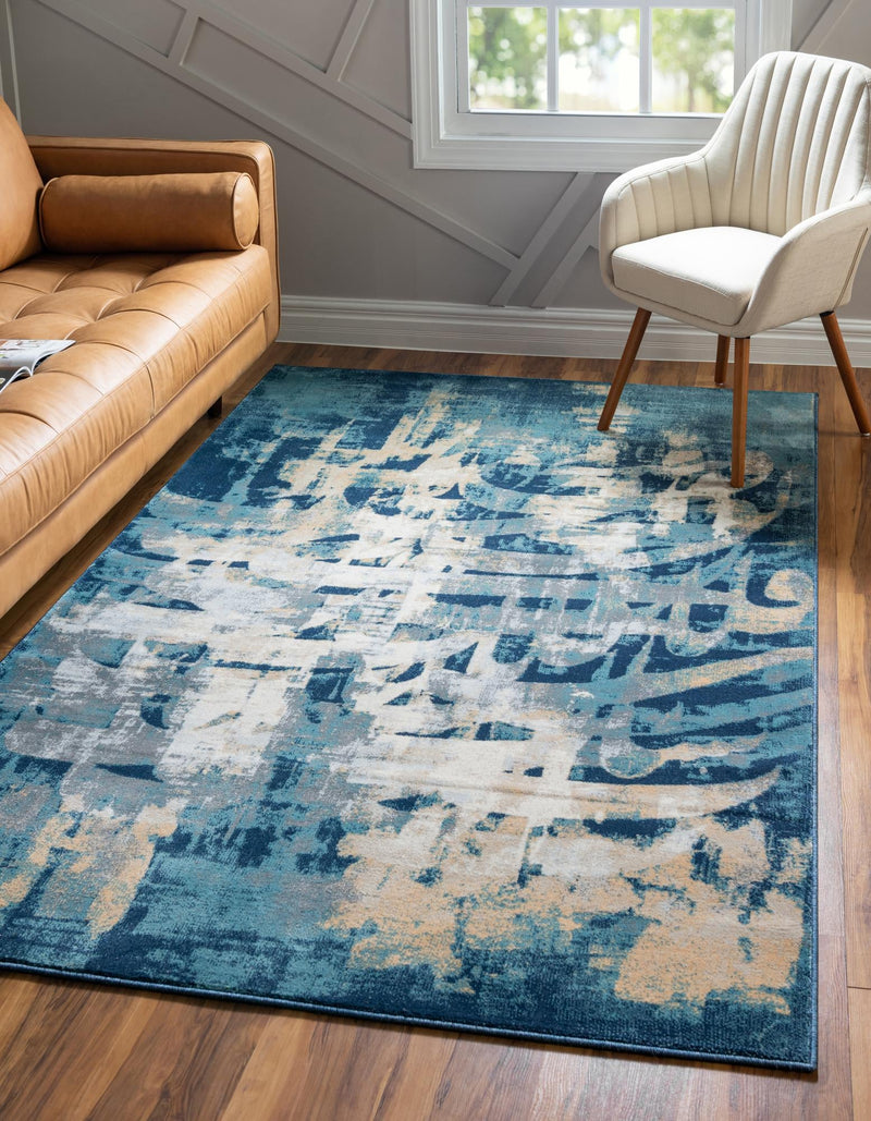 Celestial Haven Collection Area Rug - Celestia Rectangle Navy Blue lifestyle 2