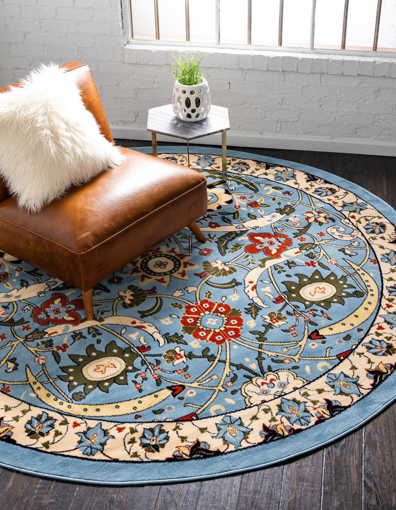 Tabriz Tapestry Collection Area Rug - Sahand (Blue) Round Blue lifestyle 19