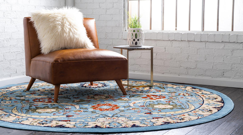 Tabriz Tapestry Collection Area Rug - Sahand (Blue) Round Blue lifestyle 22