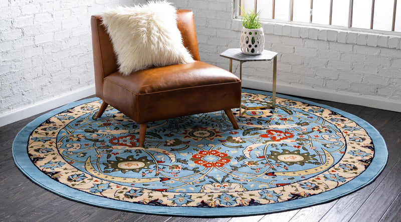 Tabriz Tapestry Collection Area Rug - Sahand (Blue) Round Blue lifestyle 25