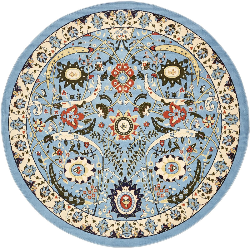 Tabriz Tapestry Collection Area Rug - Sahand (Blue) Round Blue lifestyle 16