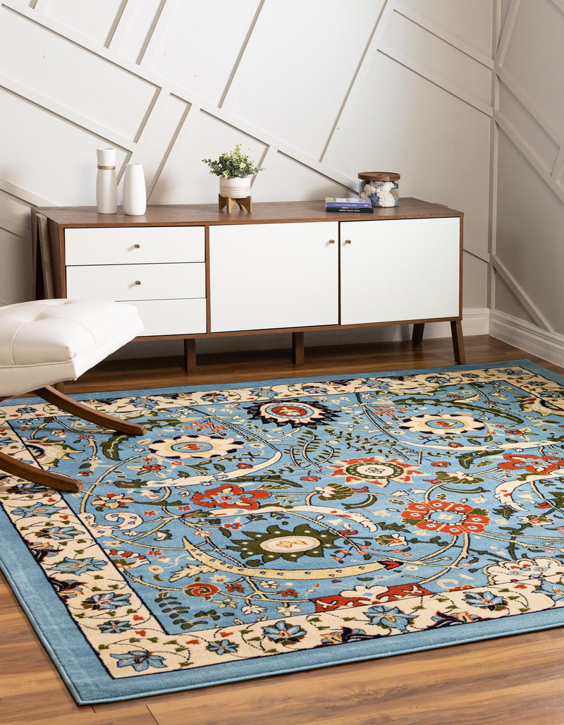 Tabriz Tapestry Collection Area Rug - Sahand (Blue) Square Blue lifestyle 23