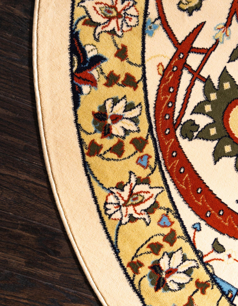 Tabriz Tapestry Collection Area Rug - Sahand (Cream) Round Cream lifestyle 26