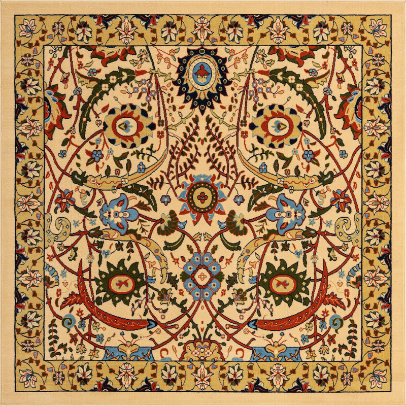 Tabriz Tapestry Collection Area Rug - Sahand (Cream) Square Cream lifestyle 11
