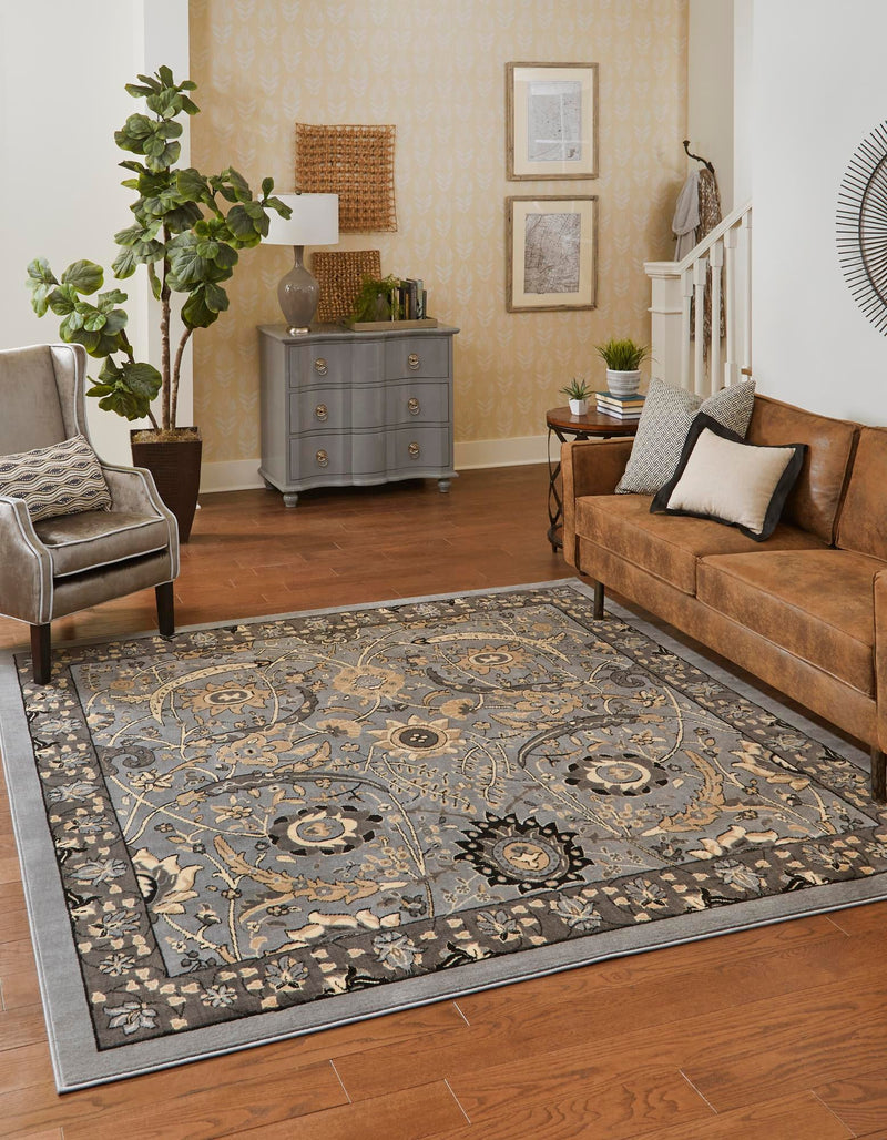 Tabriz Tapestry Collection Area Rug - Sahand (Dark Gray) Square Dark Gray lifestyle 20