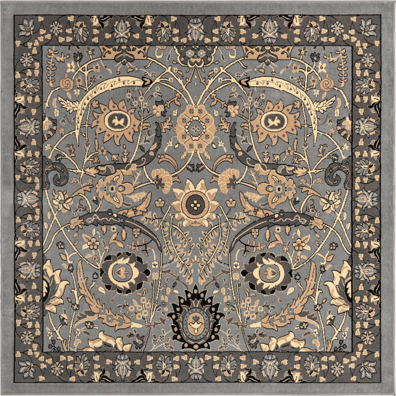 Tabriz Tapestry Collection Area Rug - Sahand (Dark Gray) Square Dark Gray lifestyle 17
