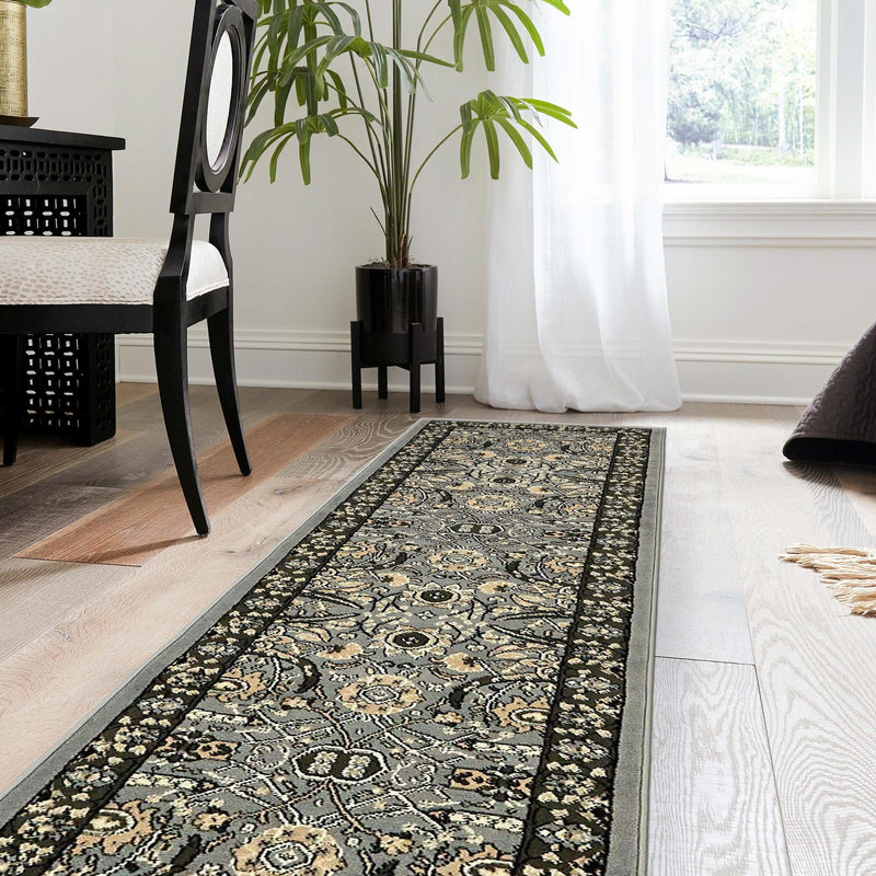 Tabriz Tapestry Collection Area Rug - Sahand (Dark Gray) Runner Dark Gray lifestyle 59