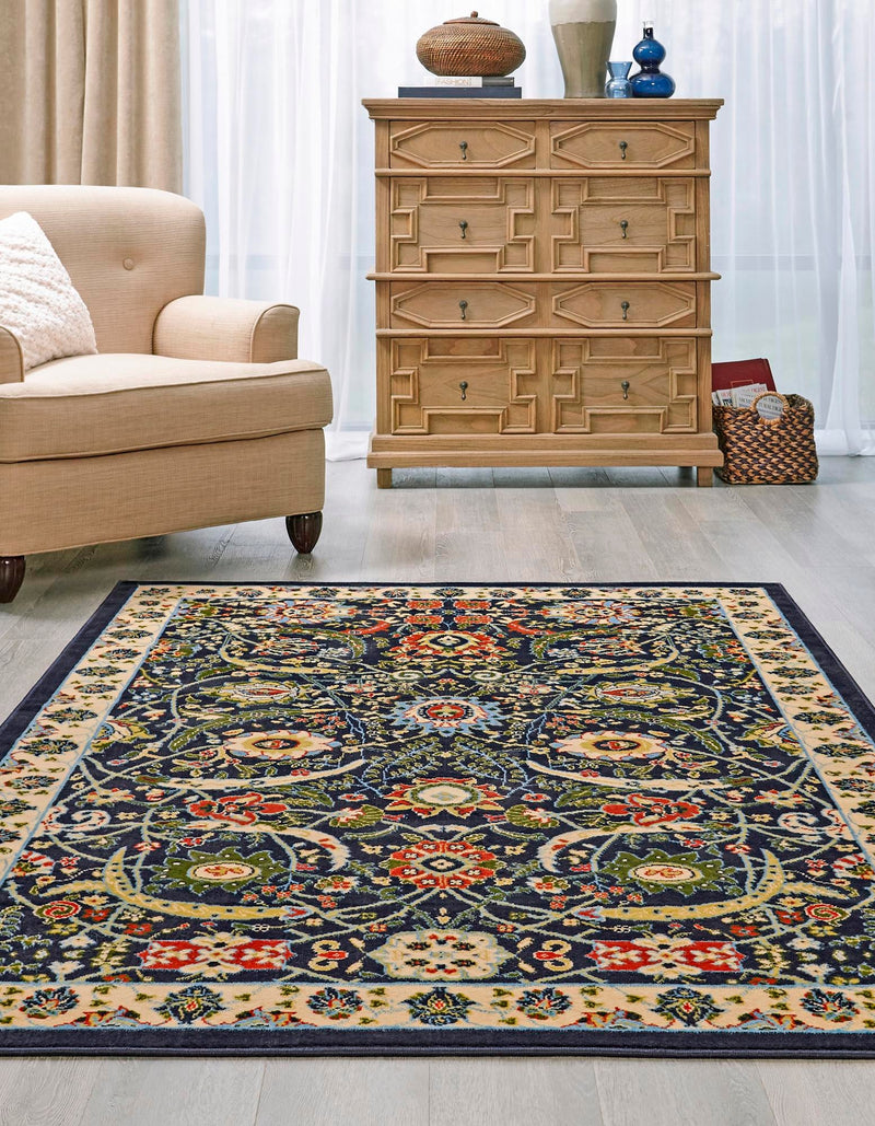 Tabriz Tapestry Collection Area Rug - Sahand (Navy Blue) Rectangle Navy Blue lifestyle 3