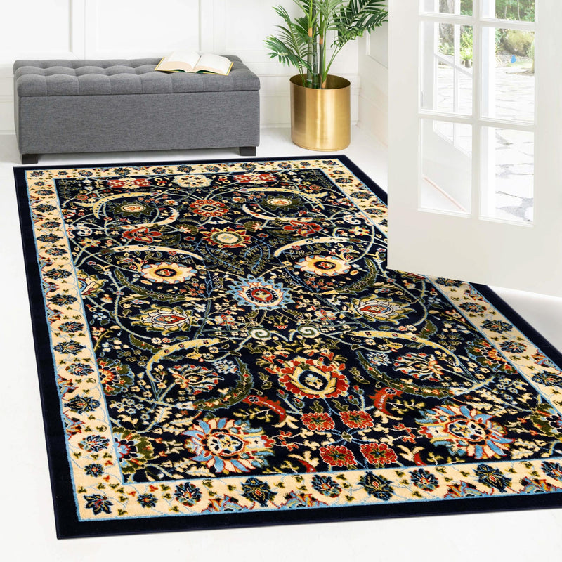 Tabriz Tapestry Collection Area Rug - Sahand (Navy Blue) Rectangle Navy Blue lifestyle 10