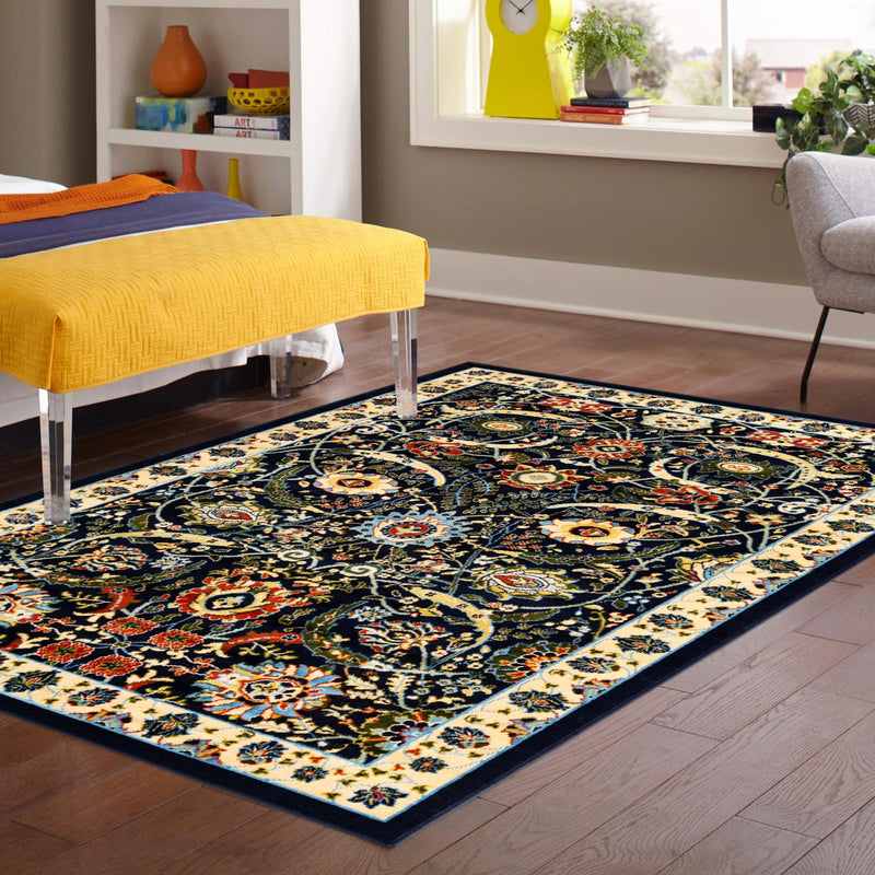 Tabriz Tapestry Collection Area Rug - Sahand (Navy Blue) Rectangle Navy Blue lifestyle 11