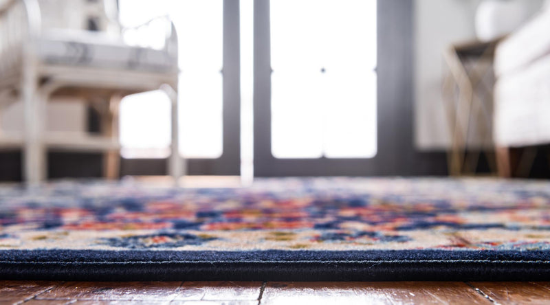 Tabriz Tapestry Collection Area Rug - Sahand (Navy Blue) Round Navy Blue lifestyle 24