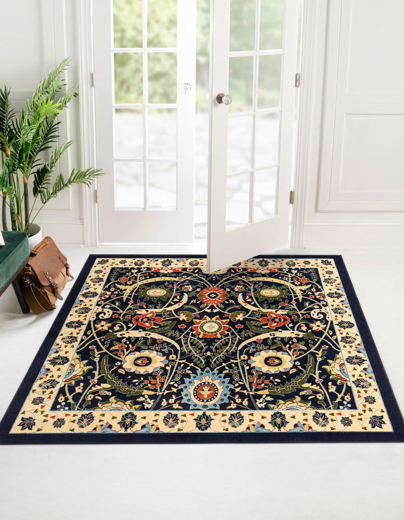 Tabriz Tapestry Collection Area Rug - Sahand (Navy Blue) Square Navy Blue lifestyle 22