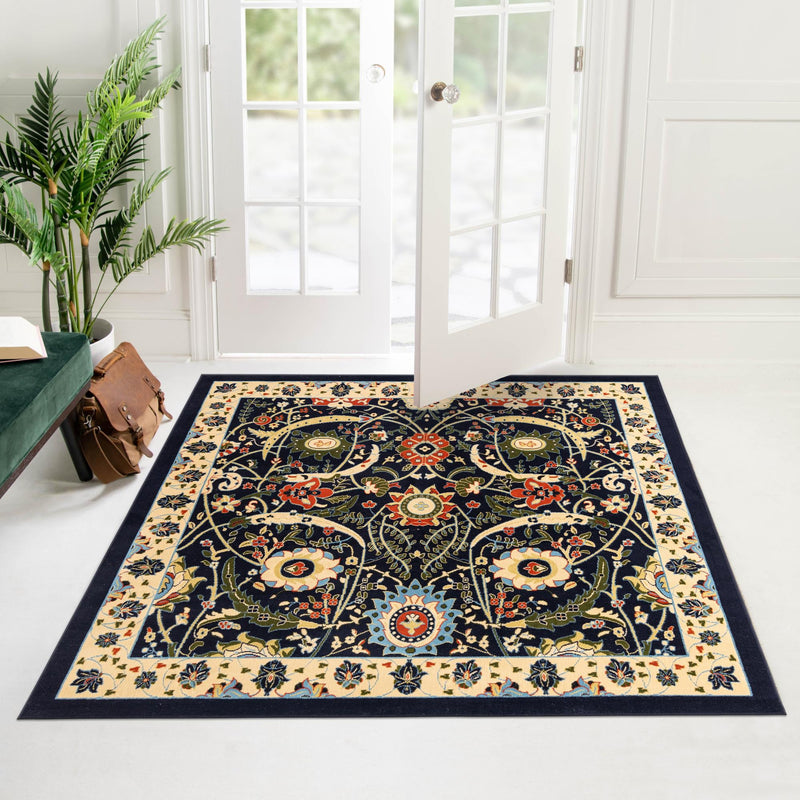 Tabriz Tapestry Collection Area Rug - Sahand (Navy Blue) Square Navy Blue lifestyle 38
