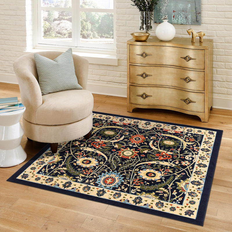 Tabriz Tapestry Collection Area Rug - Sahand (Navy Blue) Square Navy Blue lifestyle 40