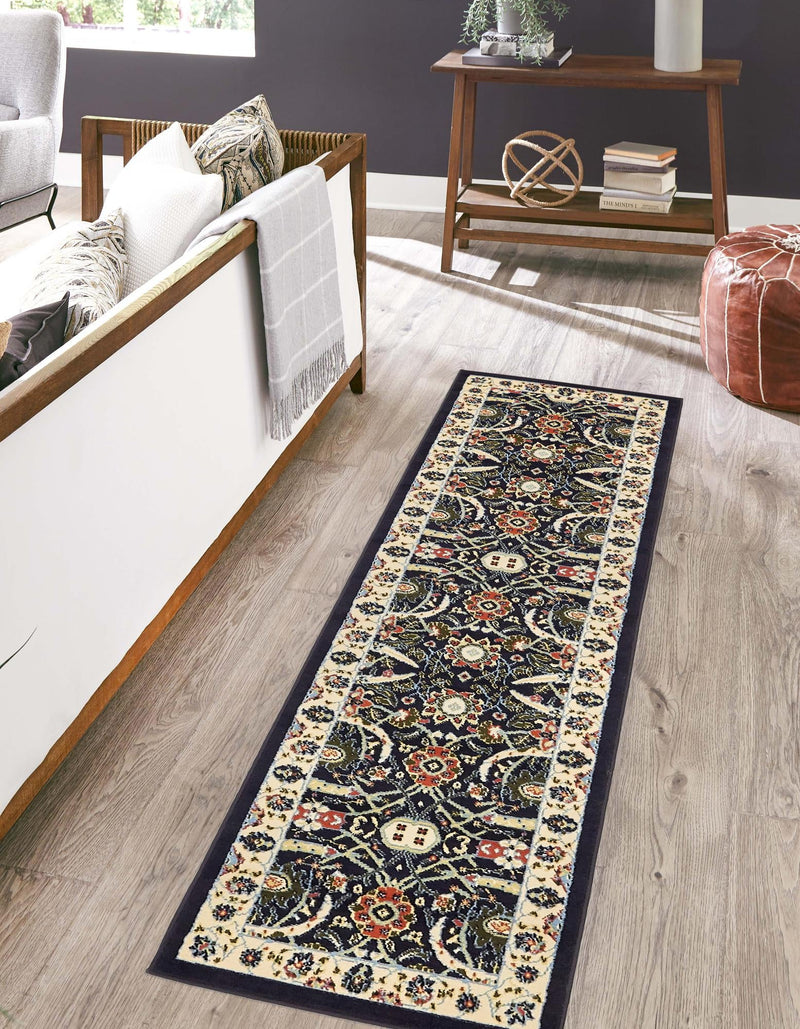 Tabriz Tapestry Collection Area Rug - Sahand (Navy Blue) Runner Navy Blue lifestyle 23
