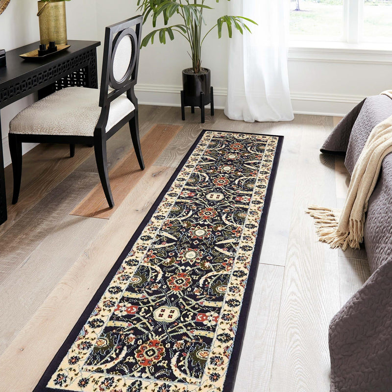 Tabriz Tapestry Collection Area Rug - Sahand (Navy Blue) Runner Navy Blue lifestyle 35