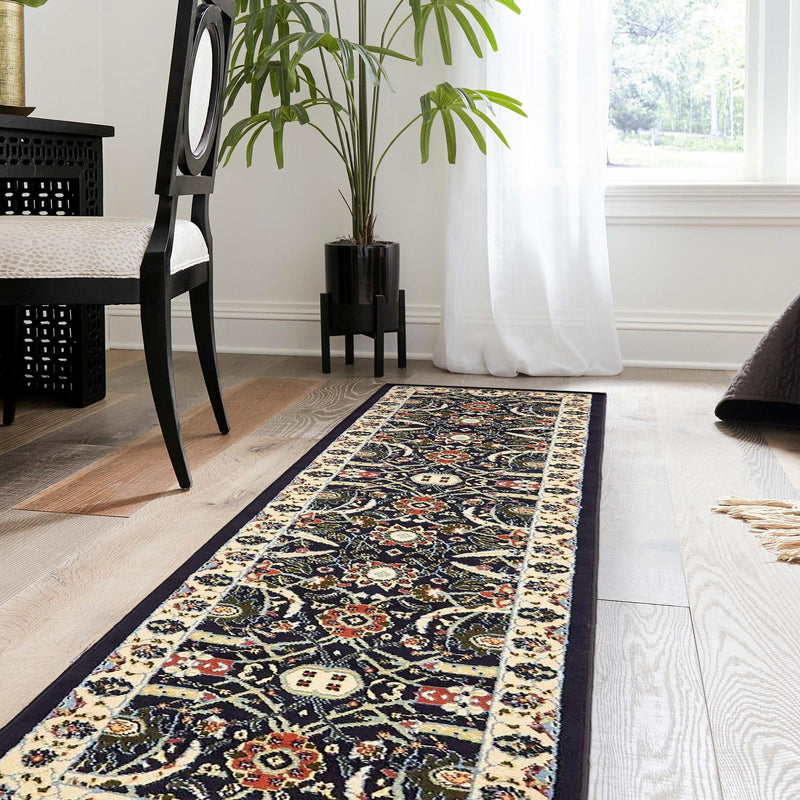 Tabriz Tapestry Collection Area Rug - Sahand (Navy Blue) Runner Navy Blue lifestyle 37