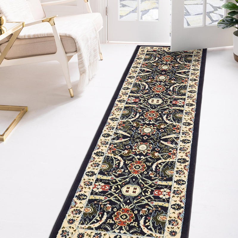 Tabriz Tapestry Collection Area Rug - Sahand (Navy Blue) Runner Navy Blue lifestyle 41