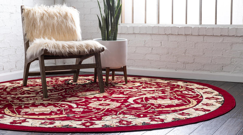 Tabriz Tapestry Collection Area Rug - Sahand (Red) Round Red lifestyle 16