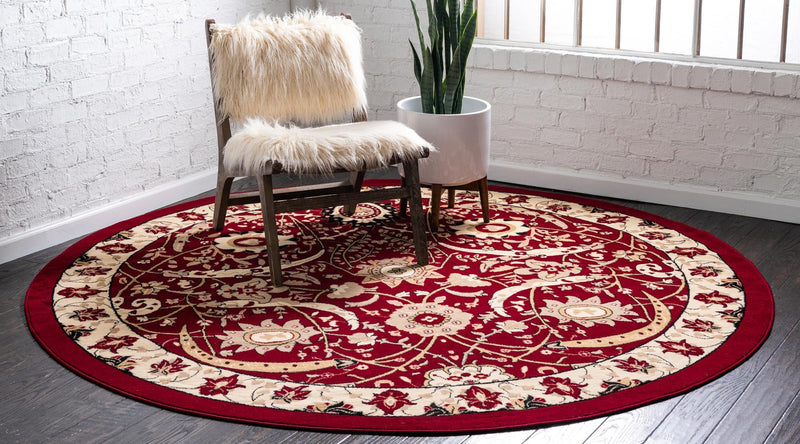 Tabriz Tapestry Collection Area Rug - Sahand (Red) Round Red lifestyle 19