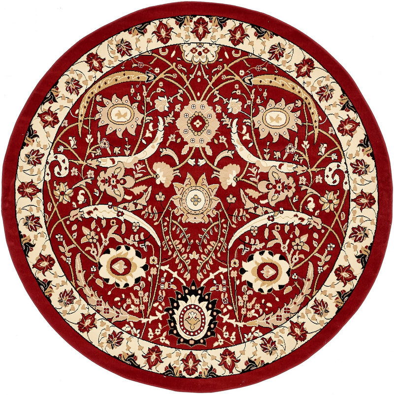 Tabriz Tapestry Collection Area Rug - Sahand (Red) Round Red lifestyle 10