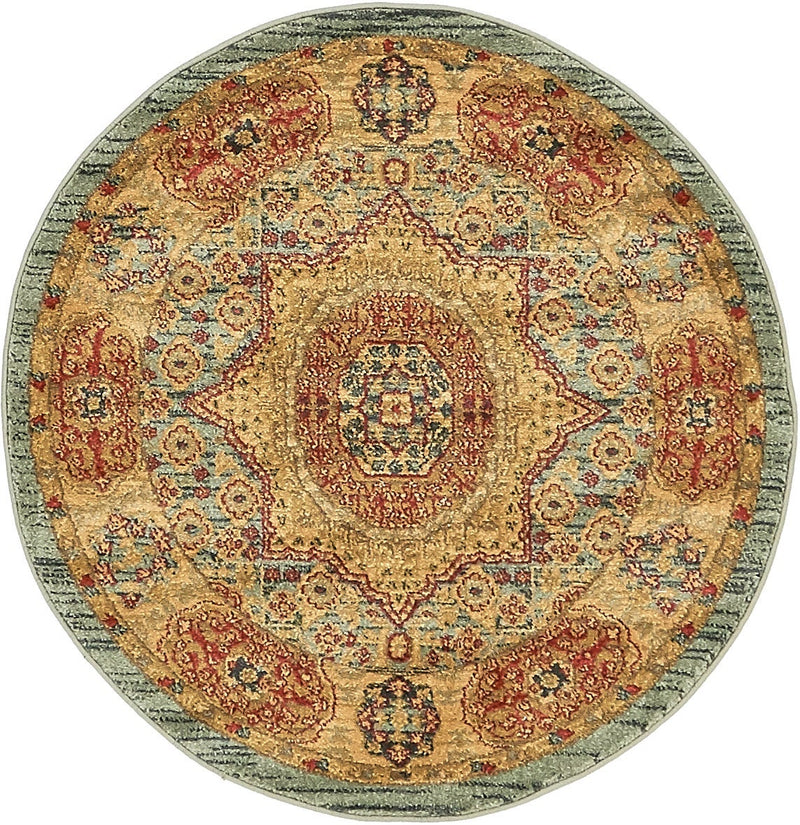 Ottoman Elegance Collection Area Rug - Ephesus Round Light Blue lifestyle 43
