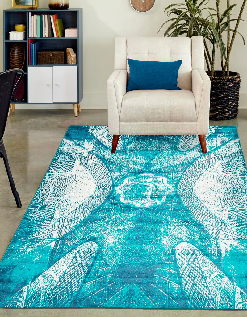 Riviera Elegance Collection Area Rug - Nice Rectangle Turquoise lifestyle 0