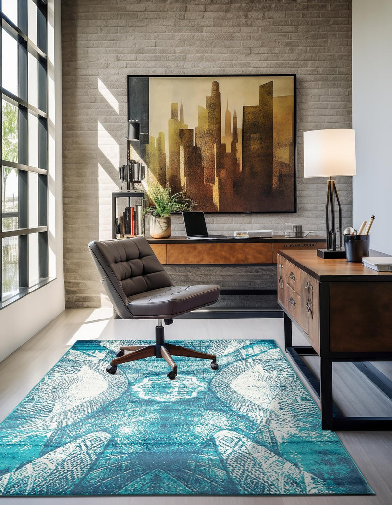 Riviera Elegance Collection Area Rug - Nice Rectangle Turquoise lifestyle 7
