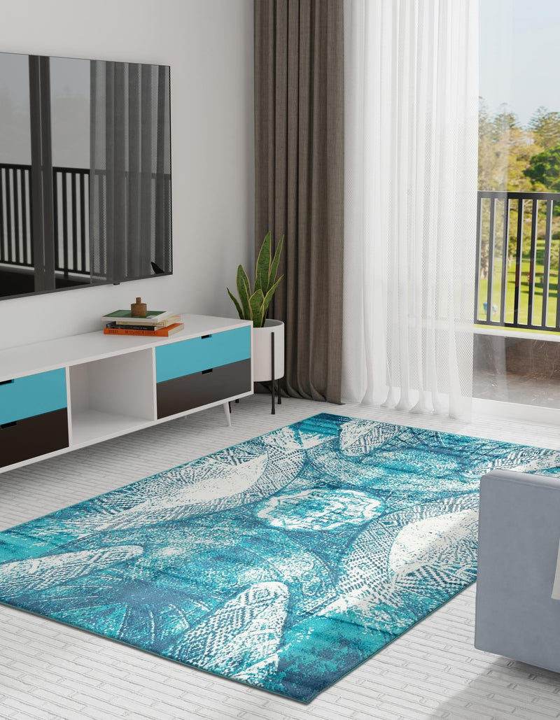 Riviera Elegance Collection Area Rug - Nice Rectangle Turquoise lifestyle 9