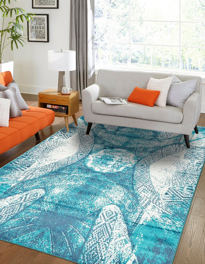 Riviera Elegance Collection Area Rug - Nice Rectangle Turquoise lifestyle 11