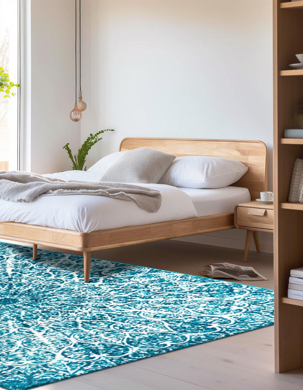 Riviera Elegance Collection Area Rug - Eze Rectangle Turquoise lifestyle 10