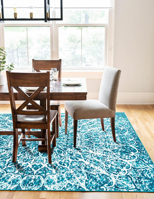 Riviera Elegance Collection Area Rug - Eze Rectangle Turquoise lifestyle 13