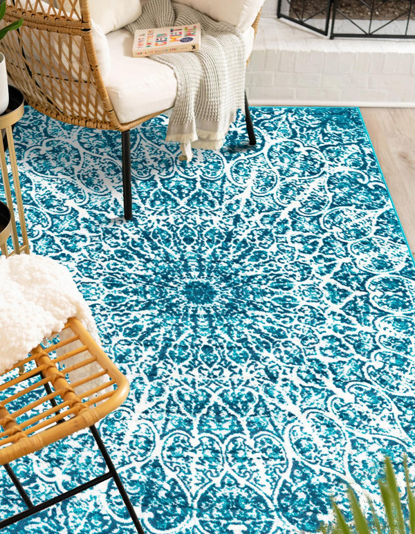 Riviera Elegance Collection Area Rug - Eze Rectangle Turquoise lifestyle 22
