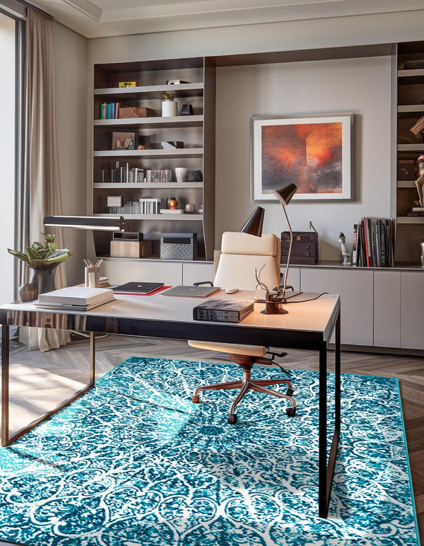 Riviera Elegance Collection Area Rug - Eze Rectangle Turquoise lifestyle 28