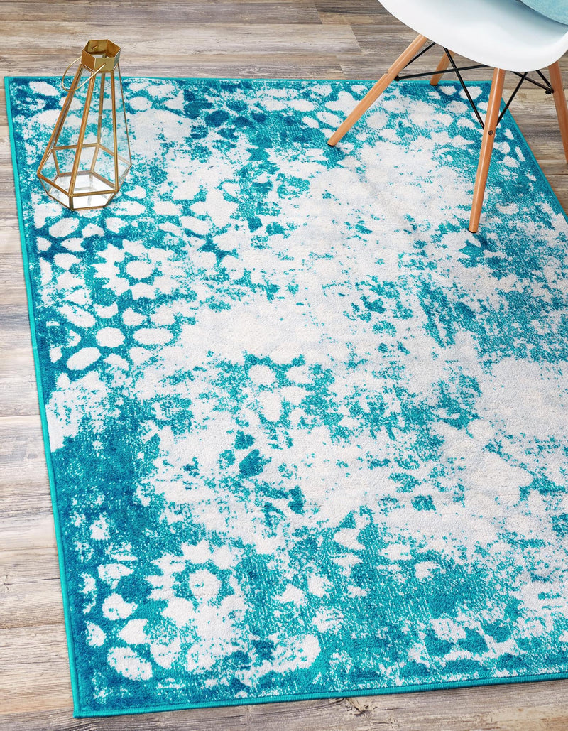 Riviera Elegance Collection Area Rug - Vence Rectangle Turquoise lifestyle 7