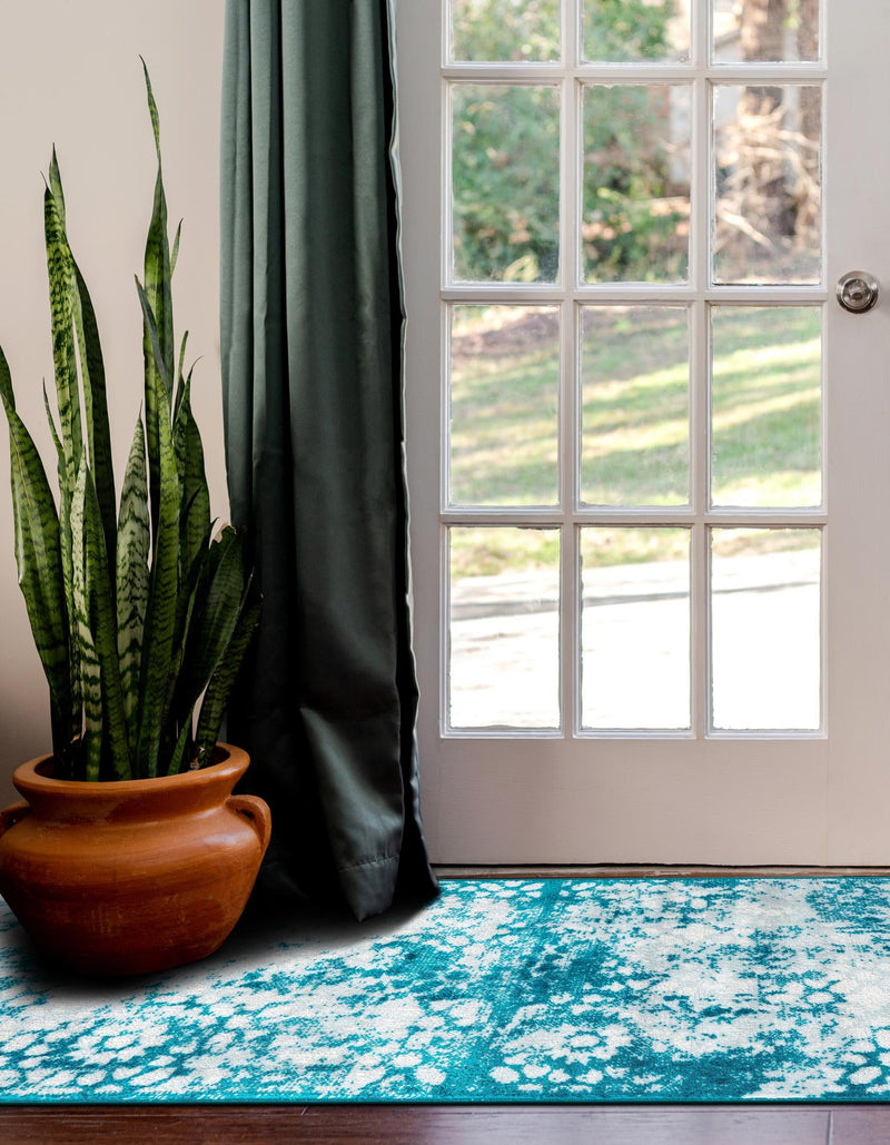 Riviera Elegance Collection Area Rug - Vence Runner Turquoise lifestyle 3