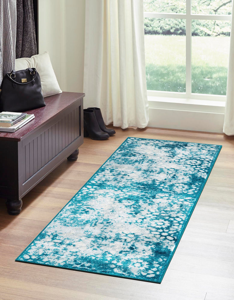 Riviera Elegance Collection Area Rug - Vence Runner Turquoise lifestyle 4