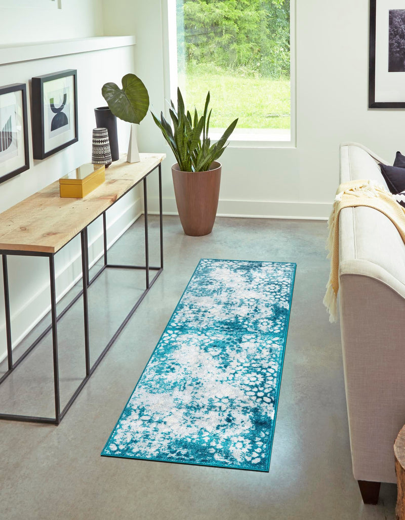 Riviera Elegance Collection Area Rug - Vence Runner Turquoise lifestyle 5