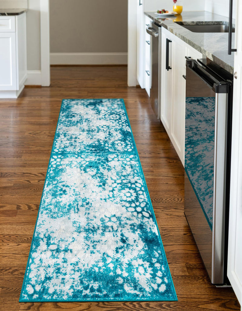 Riviera Elegance Collection Area Rug - Vence Runner Turquoise lifestyle 6