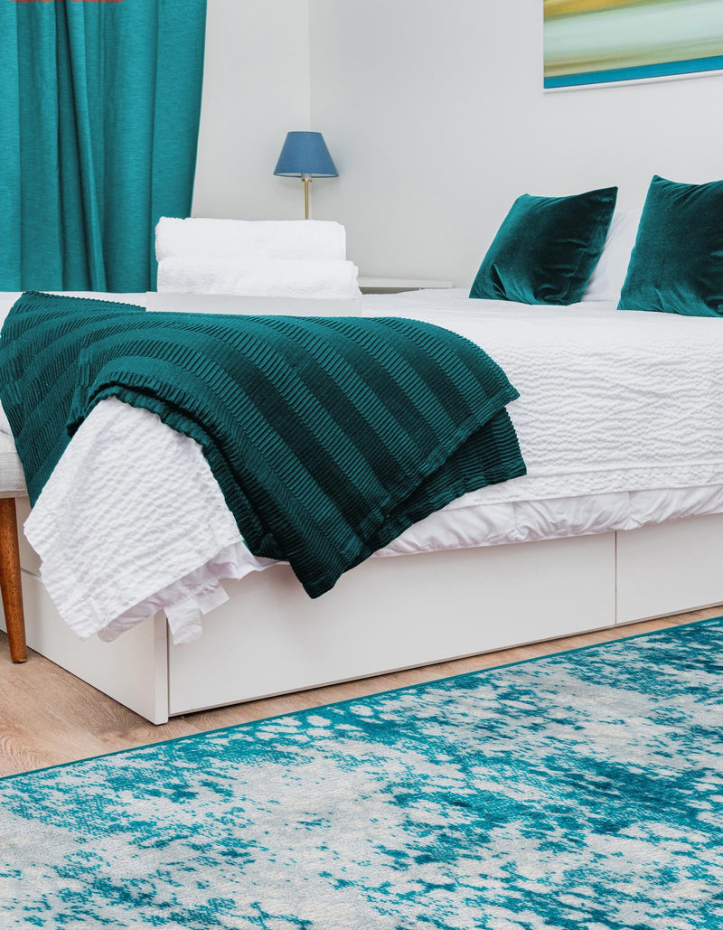 Riviera Elegance Collection Area Rug - Vence Runner Turquoise lifestyle 7